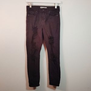 Topshop Black Distressed Denim Moto Jeans 26